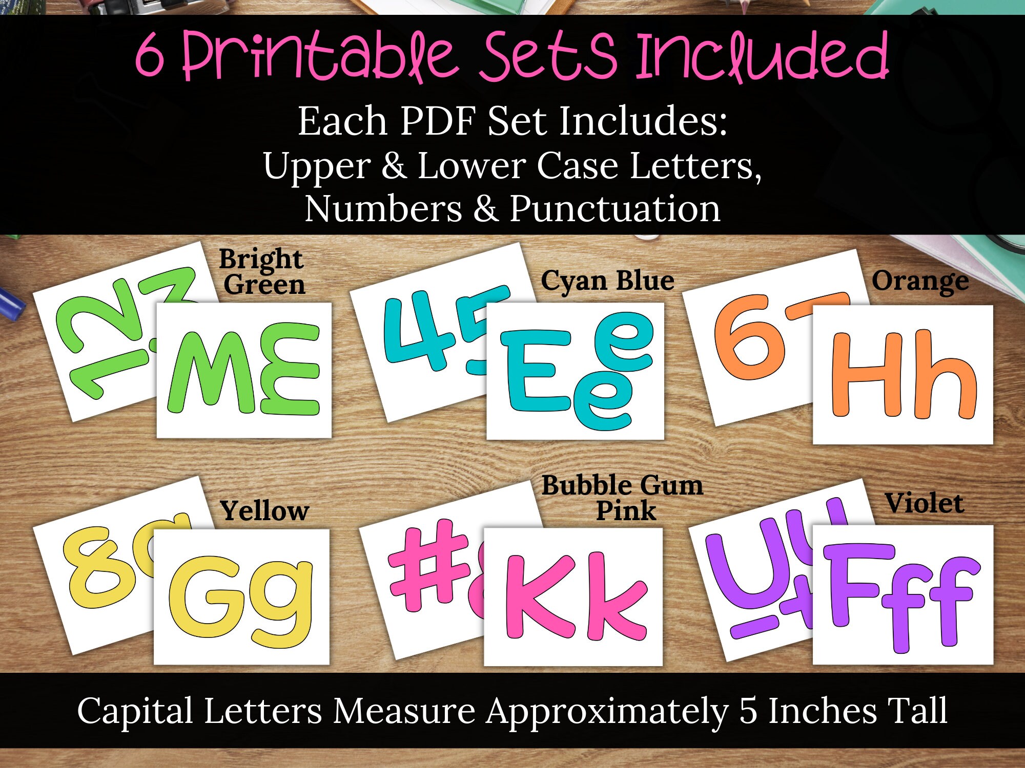 Printable Bulletin Board Letters: 5-inch Colorful Alphabet (digital ...