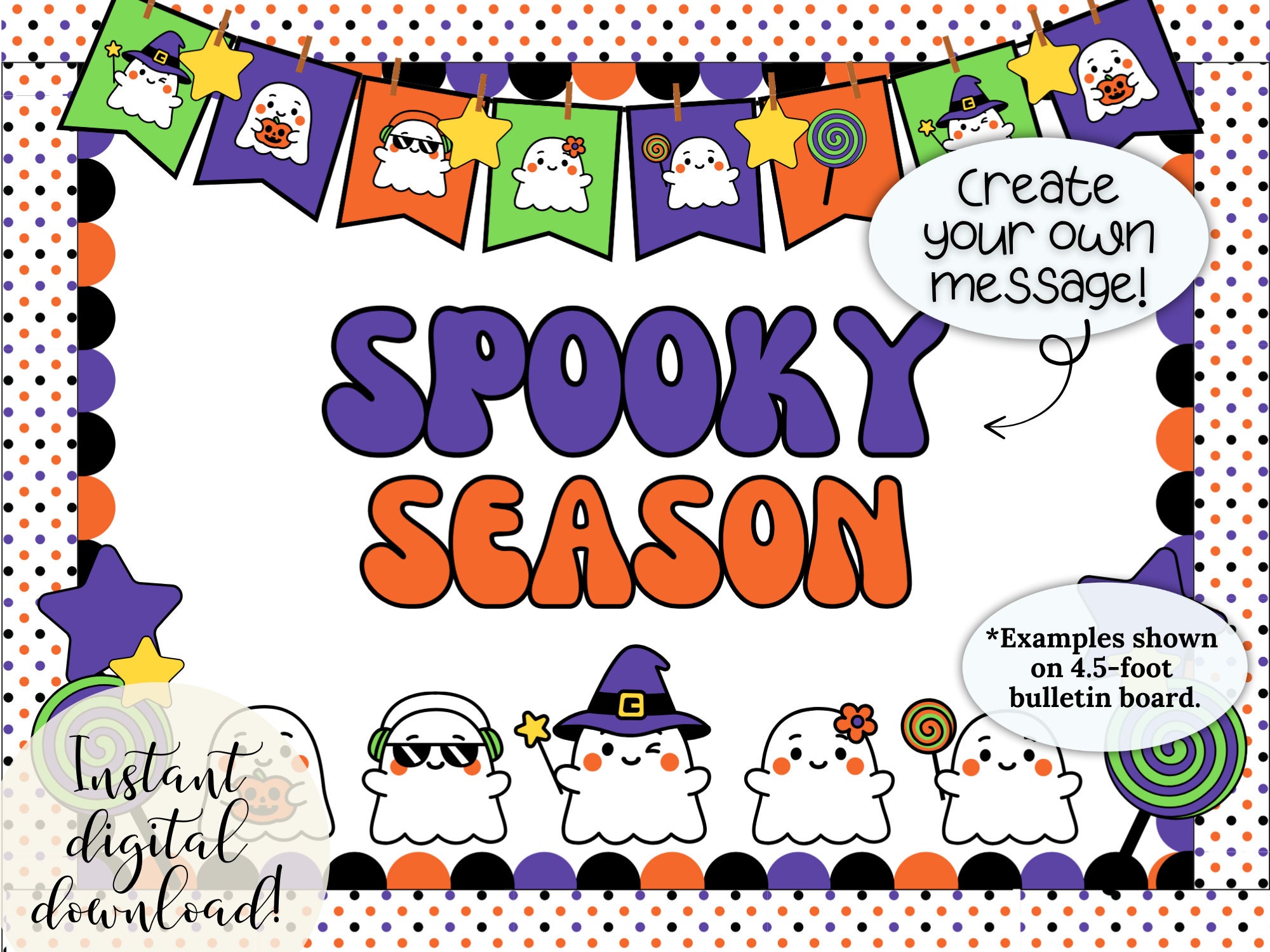 Ghost Halloween Bulletin Board Kit, Spooky Classroom Decor (digital ...