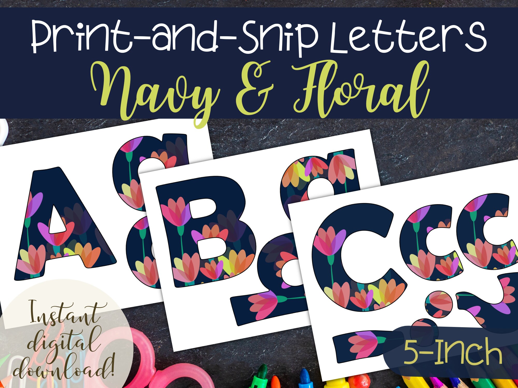 Printable Floral Bulletin Board Letters for DIY Classroom - Etsy