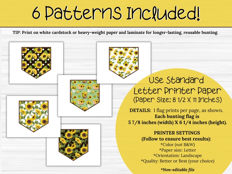 Sunflower Banner Pattern Sunflower Bunting Banner Flags: Classroom Decor (printable PDF) - Etsy