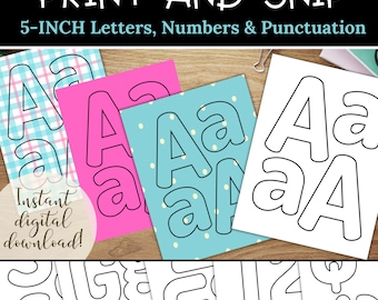 Printable Bulletin Board Letters and Numbers: 5-Inch Black Outline (PDF)