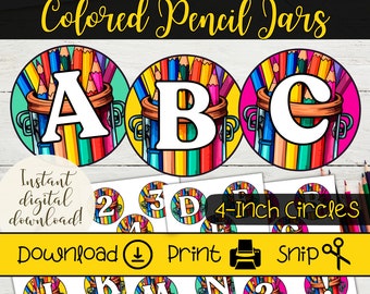 Letters potloodpotje: afdrukbaar prikborddecor (digitale download)