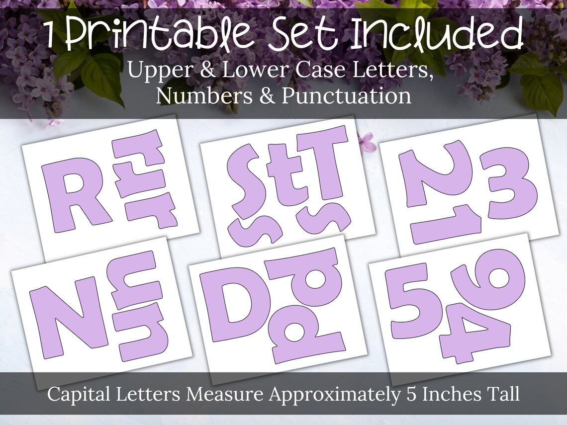 Lilac Purple Printable Bulletin Board Letters Classroom Decor Etsy
