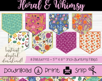 Floral Bunting Flags: Whimsical Classroom Banner (PDF)