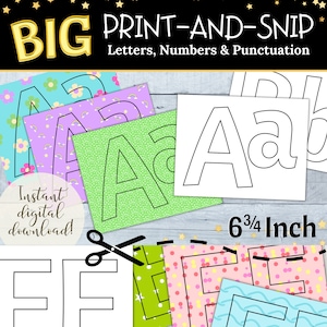 Grandes letras de tablón de anuncios imprimibles para el aula de profesores, letreros de bricolaje y pancartas para fiestas, conjunto de letras impresas y cortadas y descarga digital
