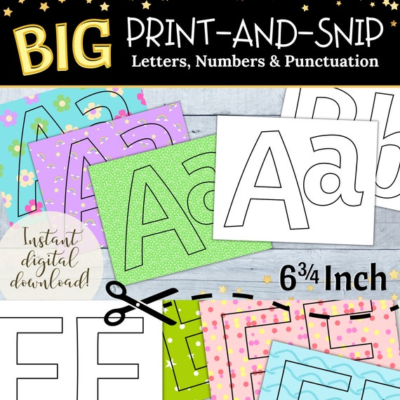 Printable Bulletin Board Letters in Script Font, DIY Party Signs, Teacher  Educational Displays, Print and Cut 5 Inch Letters and Numbers 