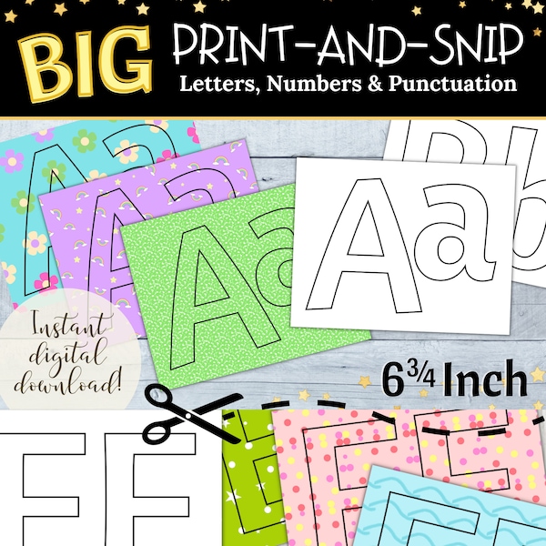 Big Printable Bulletin Board Letters for Teacher's Classroom, DIY Signs, and Party Banners, Print and Cut Letter Set and Digital Download