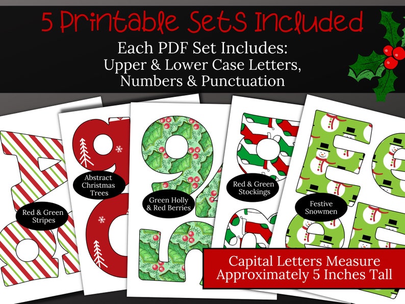 Printable Christmas Holiday Themed Letters for Festive - Etsy