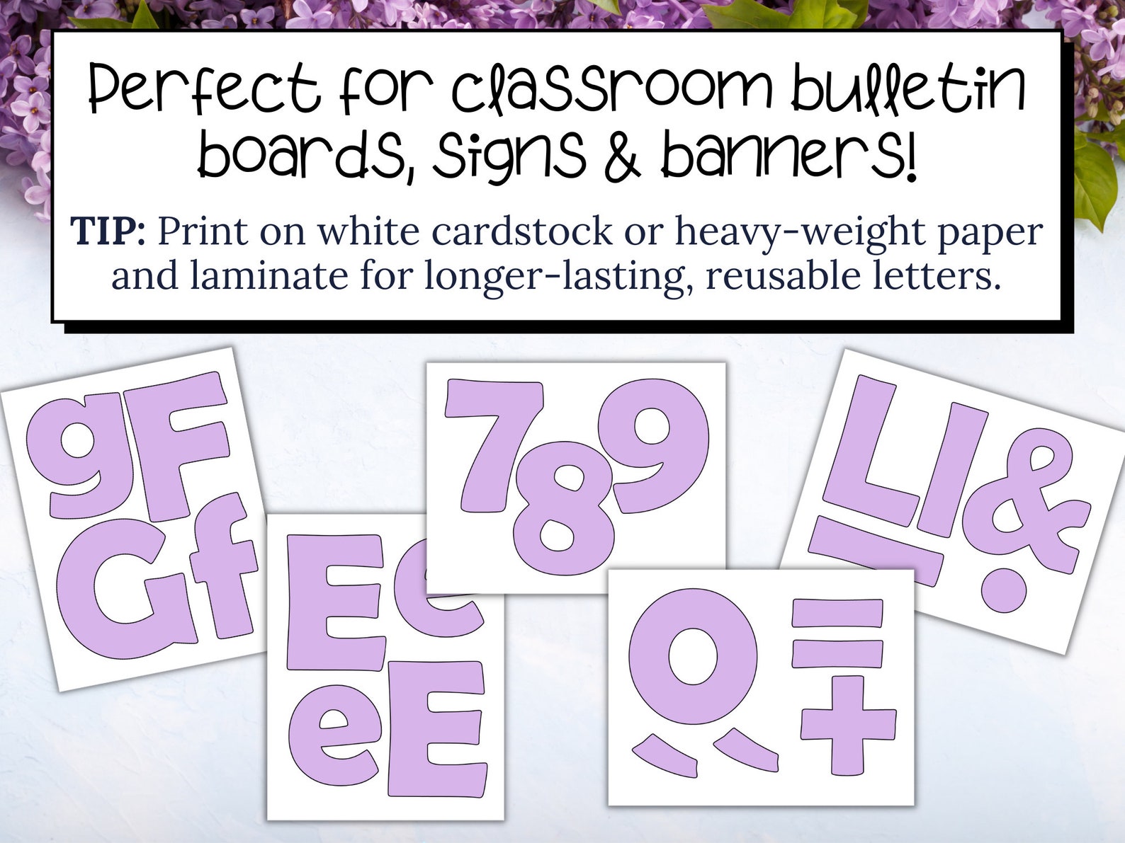 Lilac Purple Printable Bulletin Board Letters Classroom Decor Etsy