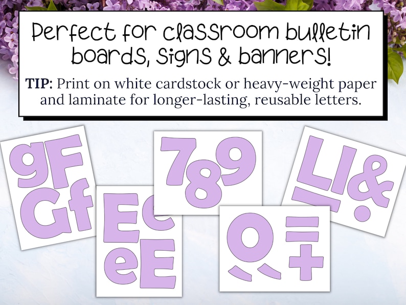 Lilac Purple Printable Bulletin Board Letters Classroom Decor Etsy