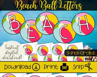 Beach Ball Letter Set: Printable Bulletin Board Decor (PDF)