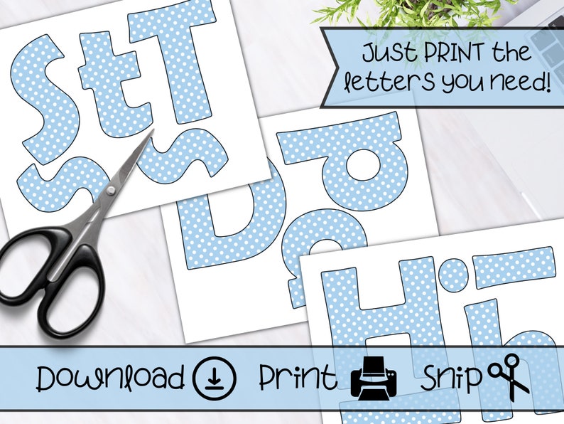 Printable Classroom Bulletin Board Letter Set for Teachers Light Blue