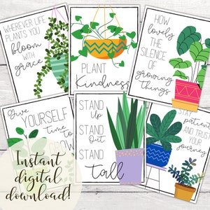 Growth Mindset Plant Posters | Classroom Plant Themed Digital Prints | Printable Classroom Plant Decor | Inspirational Quotes for Students