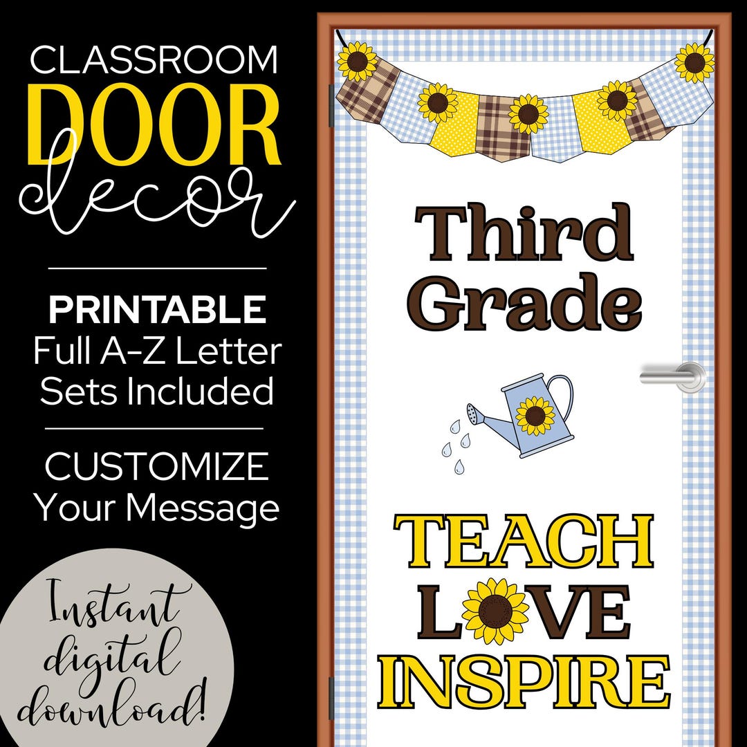 Classroom Door Sunflower Set | Back to School Kit | Printable Letter ...
