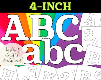 Lettres imprimables pour babillard | Contour noir de 4 pouces (téléchargement numérique)