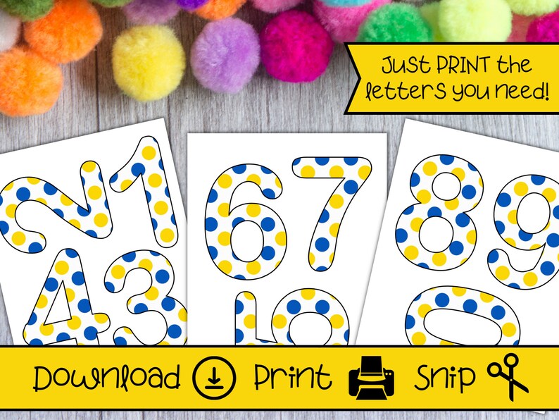 Printable Bulletin Board Letters in Blue and Yellow Polka Dot Etsy