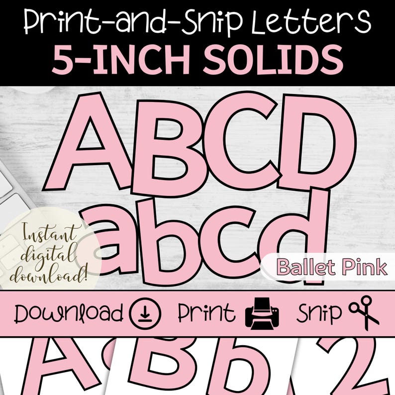 Ballet Pink Printable Bulletin Board Letters | 5 Inch (digital Download ...