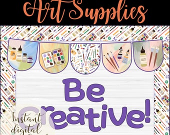 Art Classroom Bulletin Board Set | Printable Board Accessories for Art Teachers |  Teaching Art | Art Show and Displays | Creative Classroom