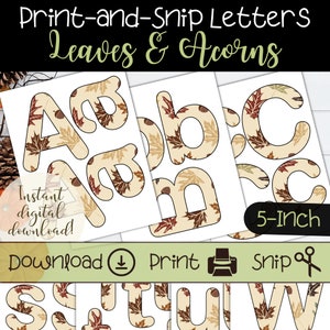 Conjunto de letras imprimibles de follaje de otoño en marrón y beige para tablones de anuncios de aula, carteles para fiestas navideñas y pancartas de bricolaje para festividades de otoño