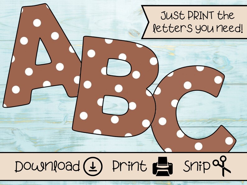 Brown Bulletin Board Letters Printable Letter Set for Teachers Fall