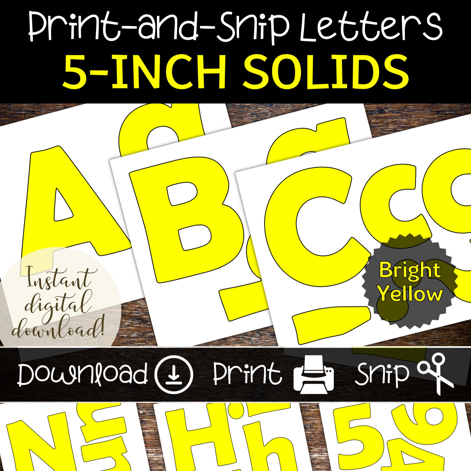 Yellow Glitter Bulletin Board Letters – Printable Classroom Decor