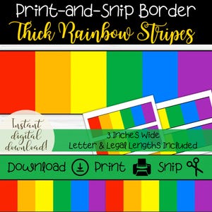 Rainbow Stripe Bulletin Board Border: Teacher Printable (Digital Download)