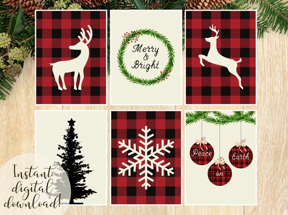Plaid deer christmas decor Clearance