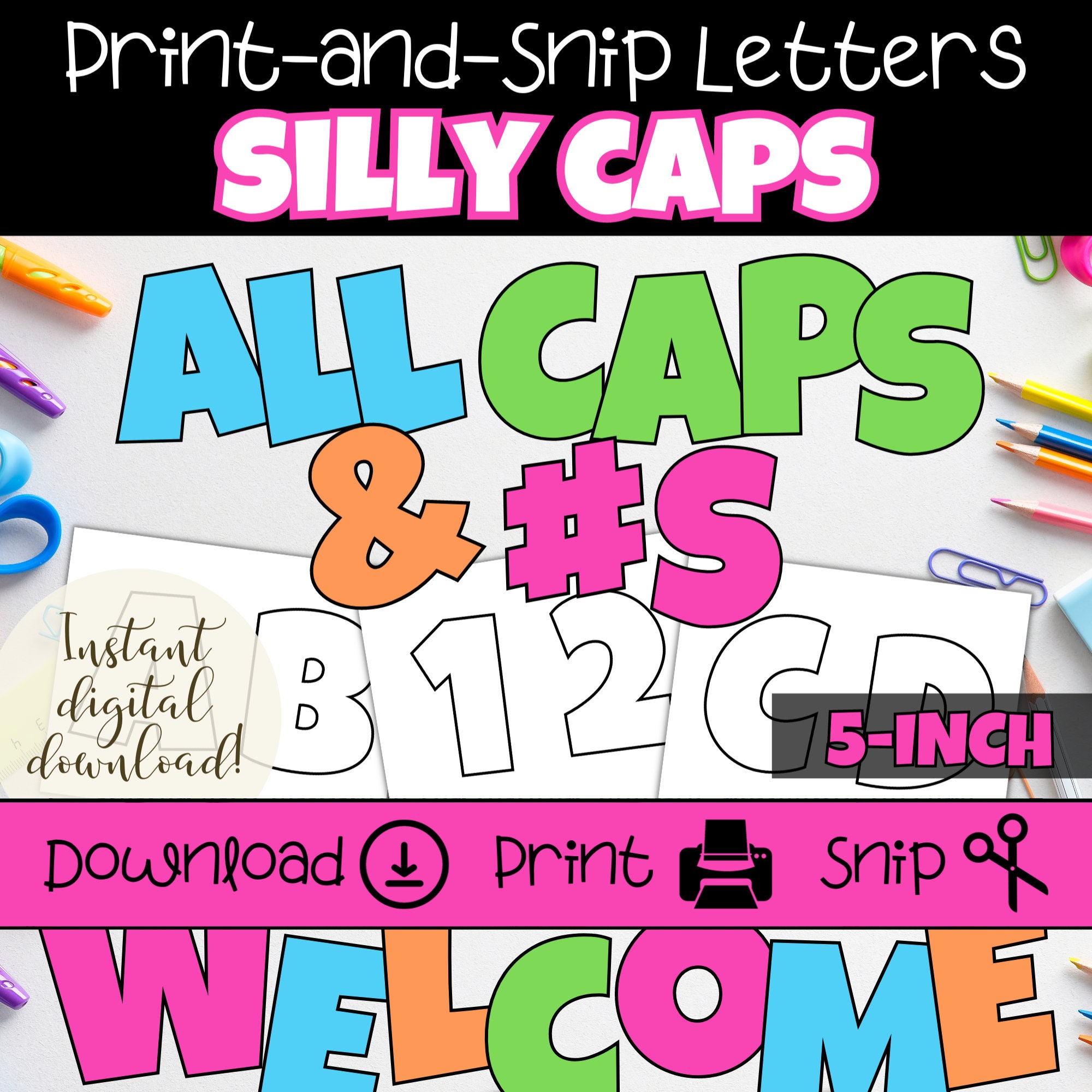 3 Inch Printable Bulletin Board Letters and Numbers with Black Outline