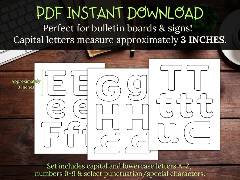 Printable Bulletin Board Letters: 3-inch Mini Alphabet & Numbers (PDF ...