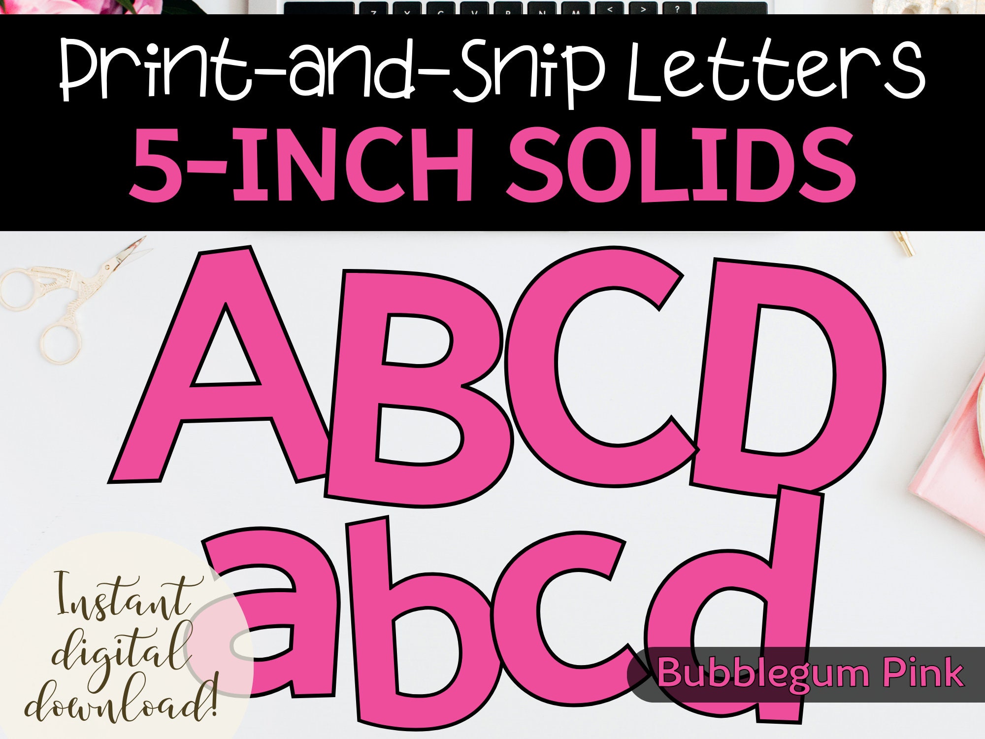 Pink Bulletin Board Letters: Printable Classroom Decor (digital ...