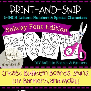 Printable Bulletin Board Letters for Teacher&#39;s Classroom, DIY Banners and Signs, Educational Tools and Supplies, Black Ink Letter Set