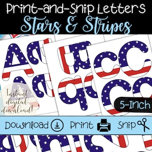 American Flag Stars & Stripes Bulletin Board Letters | Patriotic Classroom Banners and Signs | Printable Blue and Red Bulletin Board Letters
