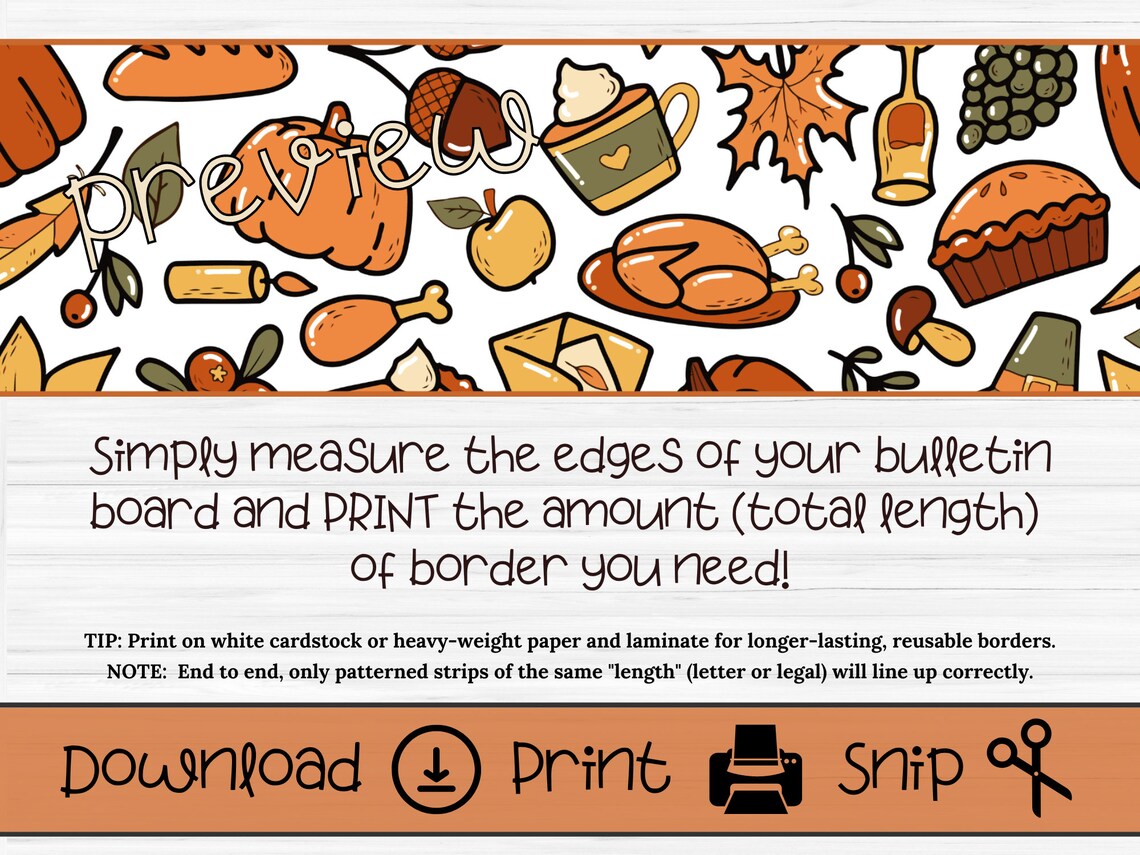 Printable Border for Thanksgiving Bulletin Boards (Download Now) - Etsy