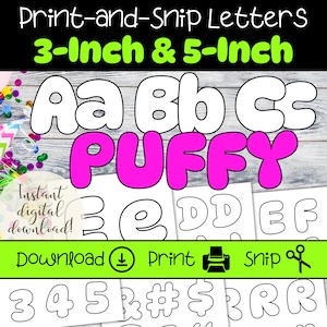 Cartas de tablón de anuncios imprimibles / Conjuntos de letras de 3 y 5 pulgadas / Decoración de la pared del maestro / Letras de letreros hinchados / Letras imprimibles en tinta negra