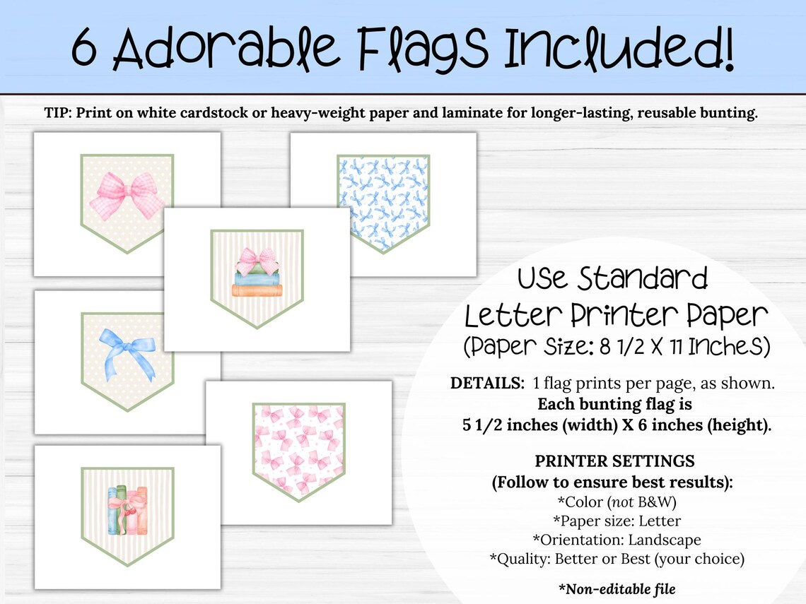 Books and Bows Bunting Banner | Pastel Bulletin Board Decor (digital ...