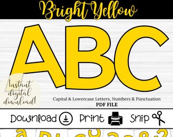Letras amarillas para tablón de anuncios / Fuente de bloque imprimible de 5 pulgadas (descarga digital)