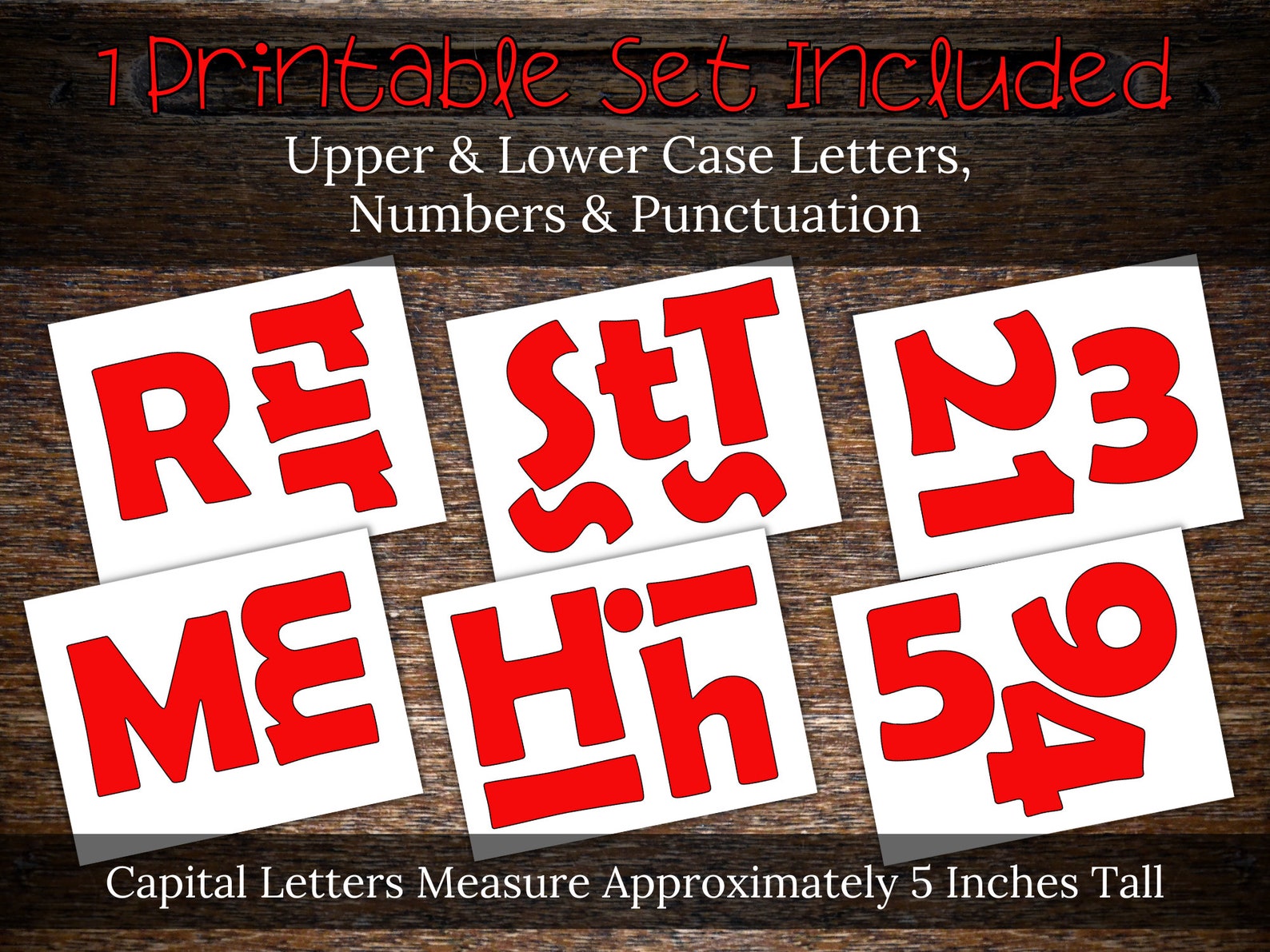 Red Bulletin Board Letter Set, Printable Digital Download for Teachers