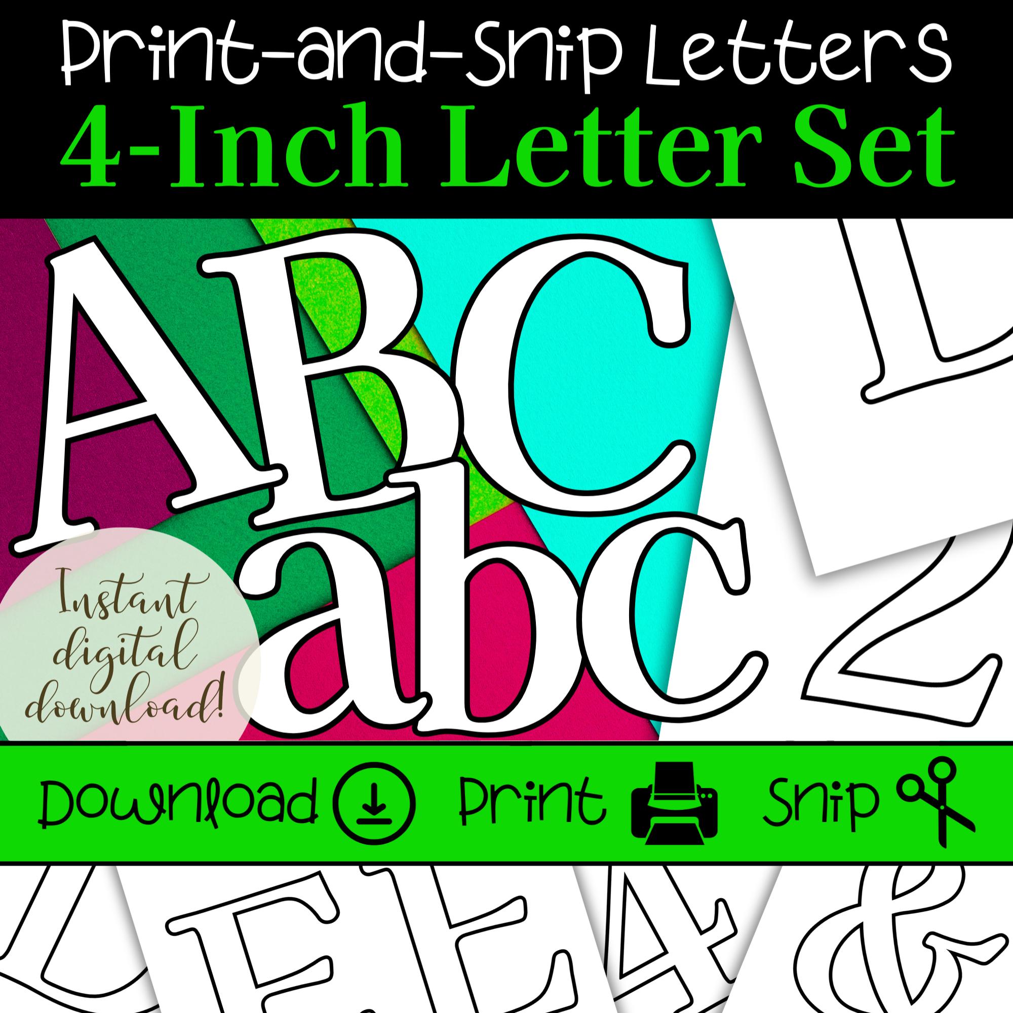 4 Inch Printable Alphabet Letters & Numbers: Stencil Outline (PDF) - Etsy