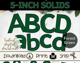 Forest Green Bulletin Board Letters | Printable 5 Inch Letter Set | Large Banner Letters | Green School Colors | Class Board Letter Set