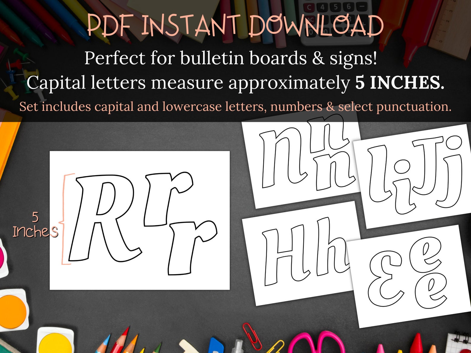 Printable Bulletin Board Letters in Script Font, DIY Party Signs
