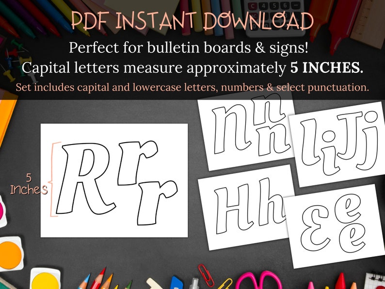 Printable Bulletin Board Letters in Script Font, DIY Party Signs