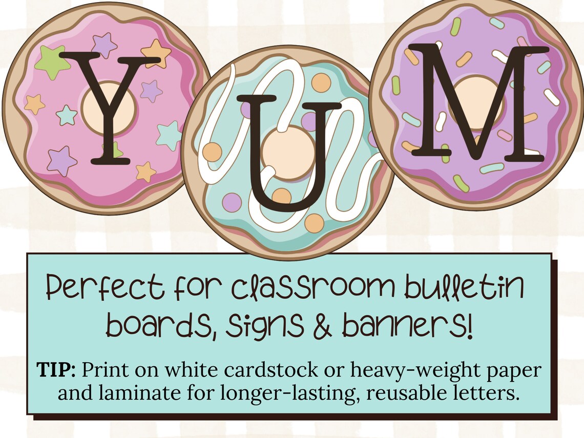 Printable Donut Letter Sets 4 Inch Circles in Pink Purple - Etsy