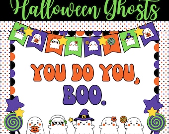 Halloween Bulletin Board Kit | October Classroom Bulletin Board Set | DIY Printable Fall Display | Friendly Ghost Theme | Spooky Decorations