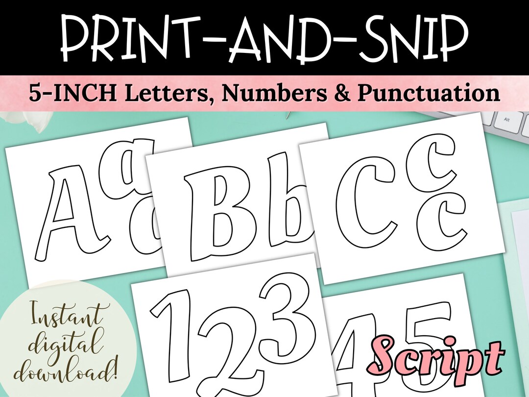 Printable Bulletin Board Letters in Script Font DIY Party Etsy