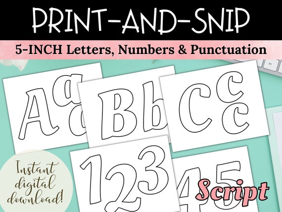 Printable Bulletin Board Letters in Script Font, DIY Party Signs
