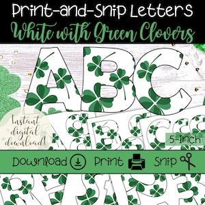 St. Patricks Day Brief Set | März Bulletin Board Idee | Druckbare Buchstaben für Schilder & Banner | Grün Klee Thema | Klassenzimmer Dekoration