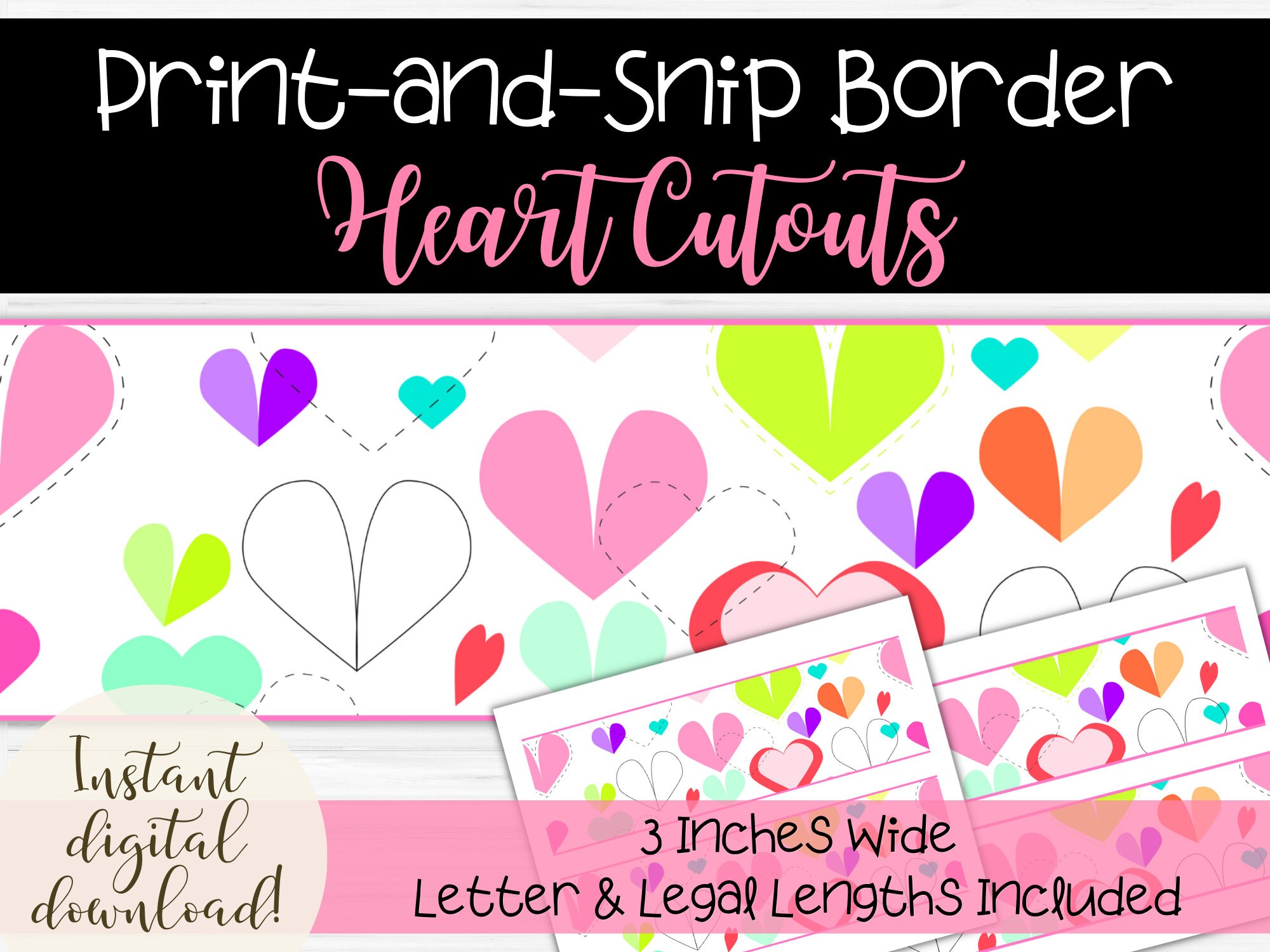 Hearts Cutout Printable Bulletin Border for Valentine's Day and ...
