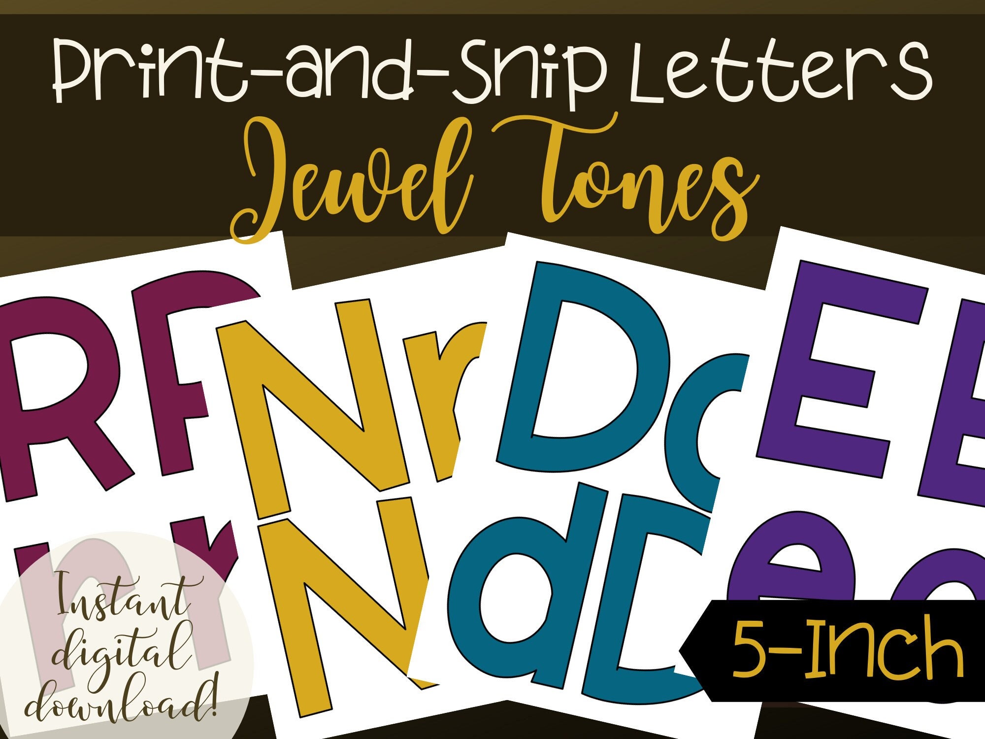 printable bulletin board letters jewel tones 4 sets of etsy