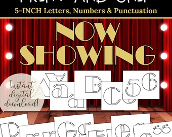 Bulletin Board Letters, 5 Inch Fancy Block Font, Printable Letter Set, Theatre Teacher Classroom, Plays & Productions, Performance Signs