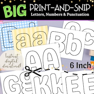 Big Bulletin Board Letters | 6 Inch Printable Letters | Classroom Letters & Numbers | Rounded Font | Large Bubble Letters | DIY Sign Letters